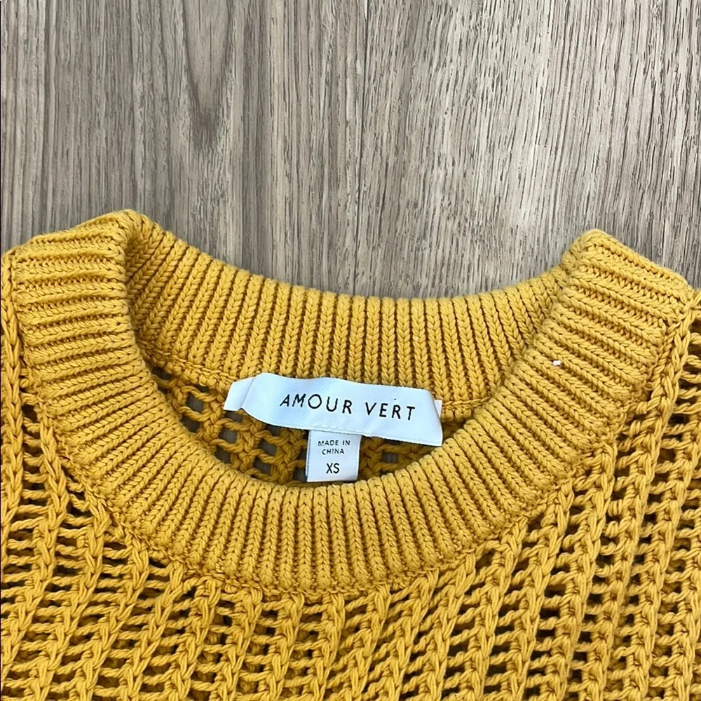 Amour Vert Chic Yellow Knit Midi Dress with Lining - XS - Picture 8 of 11